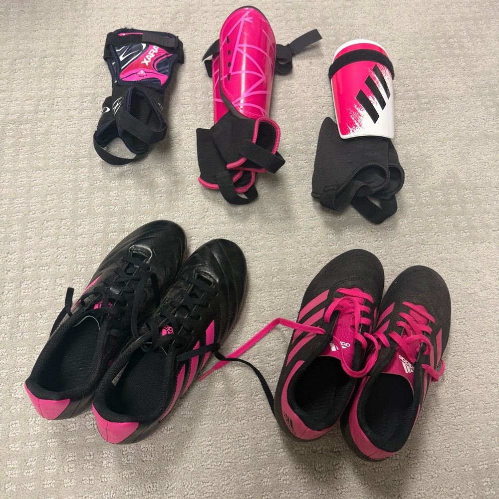 Adidas Kids Shoes and Gear Set - Black and Pink